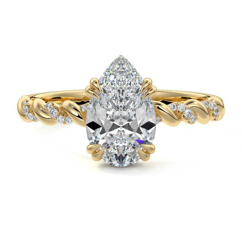 Heloise - Pear Yellow Gold Lab Grown Diamond Engagement Ring | Nura Lab