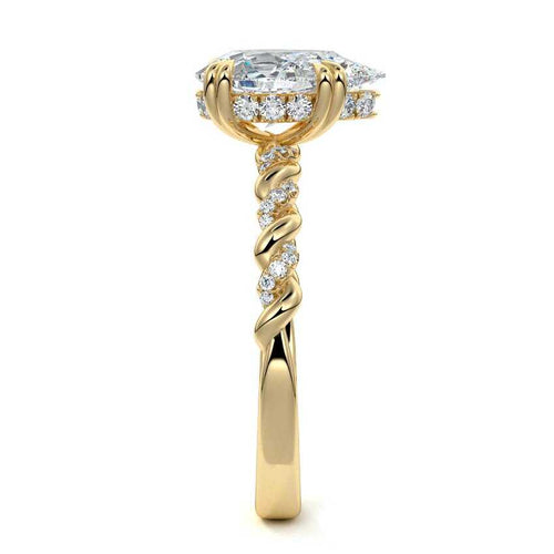 Heloise - Pear Yellow Gold Engagement Ring Side View | Nura Lab