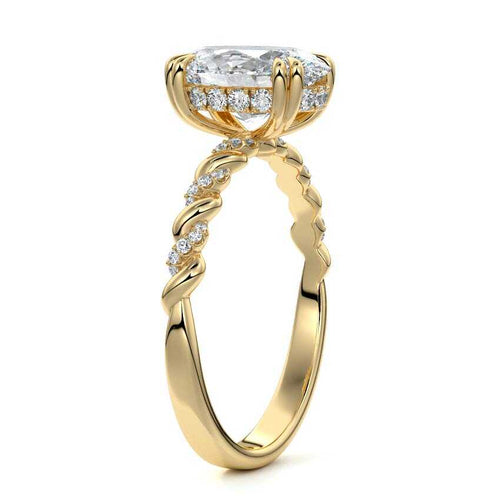 Heloise - Oval Yellow Gold Engagement Ring Side View | Nura Lab