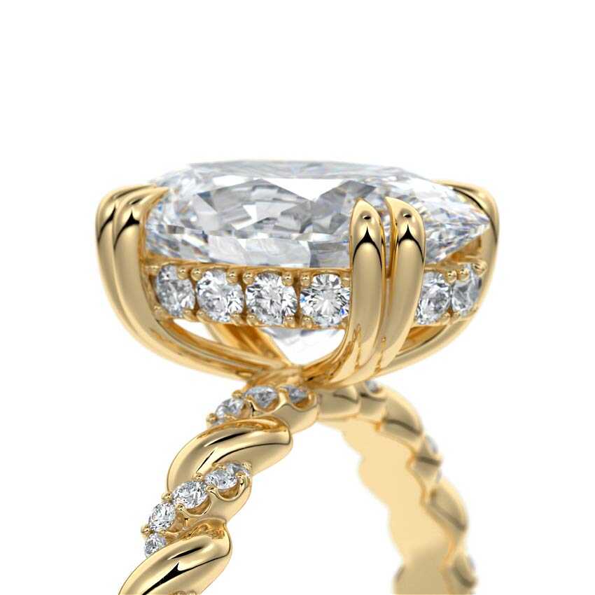 Heloise - Oval Yellow Gold Engagement Ring Profile View | Nura Lab