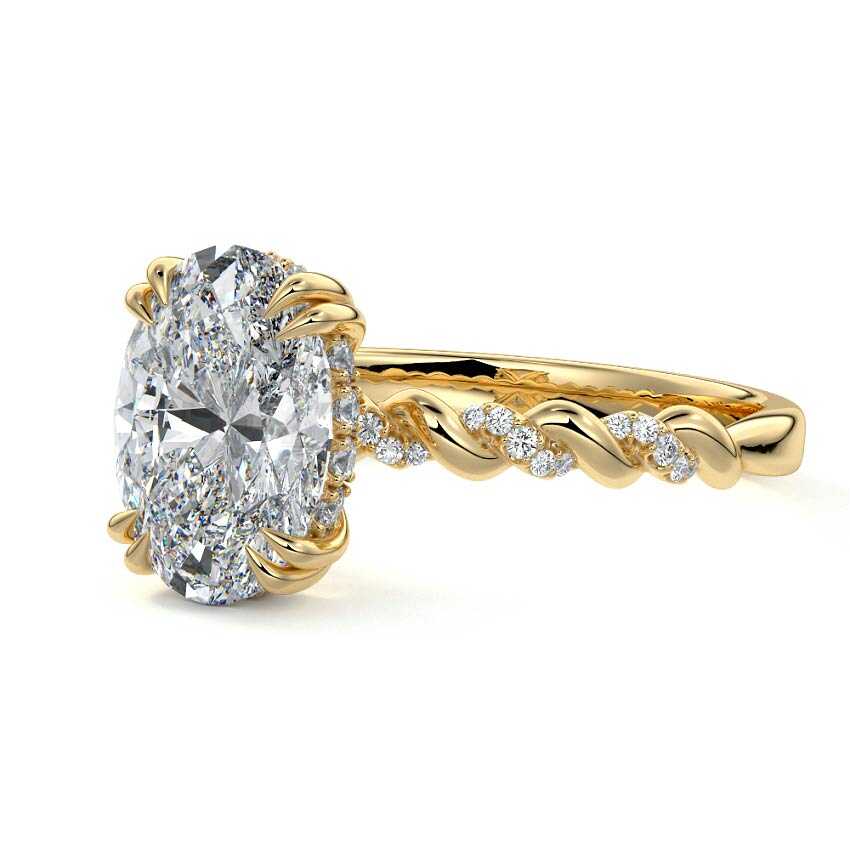 Heloise - Oval Yellow Gold Engagement Ring Detail View | Nura Lab