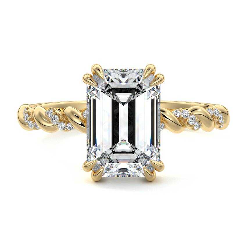 Heloise - Emerald Cut Yellow Gold Lab Grown Diamond Engagement Ring | Nura Lab