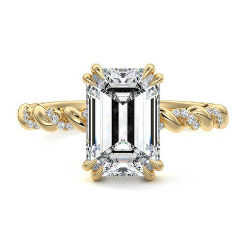 Heloise - Emerald Cut Yellow Gold Lab Grown Diamond Engagement Ring | Nura Lab
