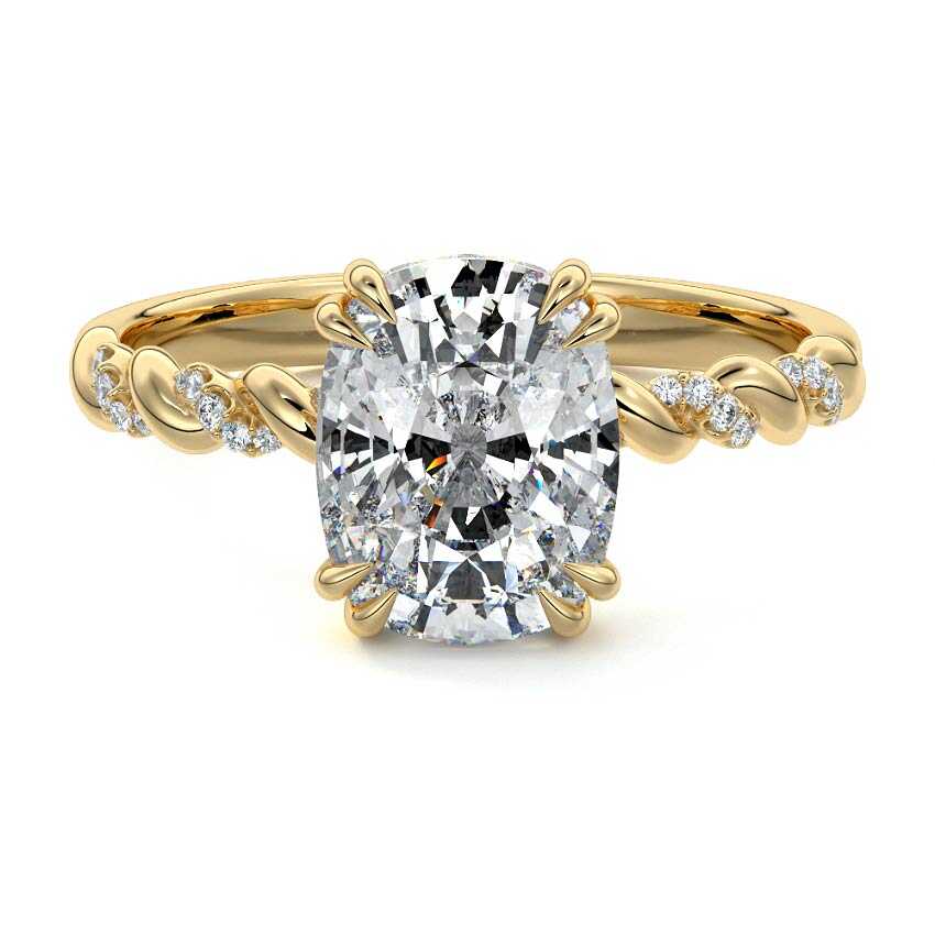 Heloise - Cushion Yellow Gold Lab Grown Diamond Engagement Ring | Nura Lab
