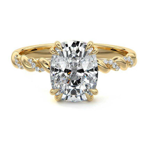 Heloise - Cushion Yellow Gold Lab Grown Diamond Engagement Ring | Nura Lab