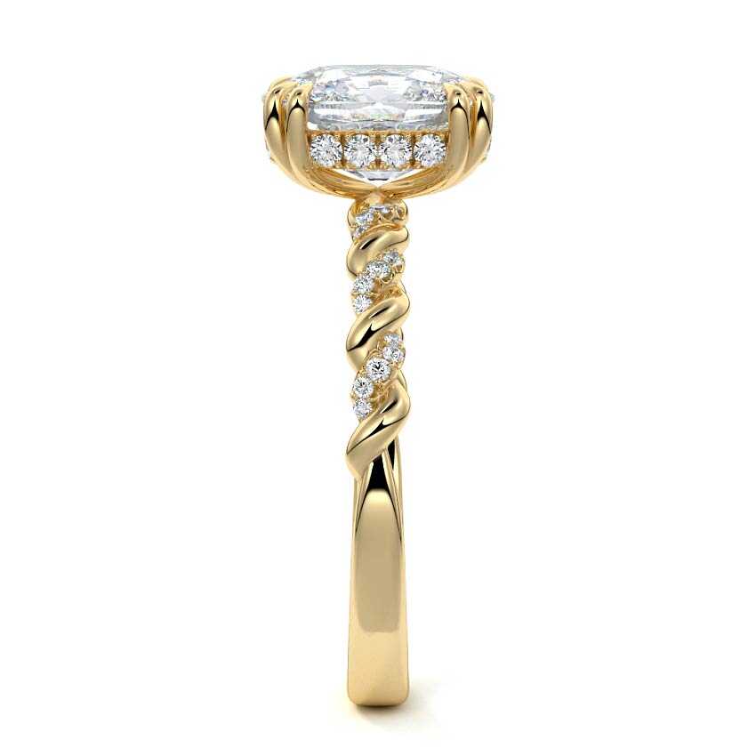 Heloise - Cushion Yellow Gold Engagement Ring Side View | Nura Lab