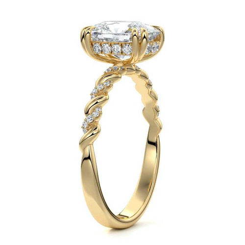 Heloise - Cushion Yellow Gold Engagement Ring Profile View | Nura Lab