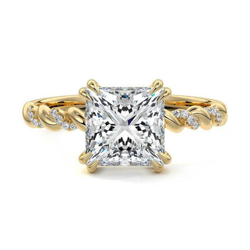 Heloise - Princess Yellow Gold Lab Grown Diamond Engagement Ring | Nura Lab