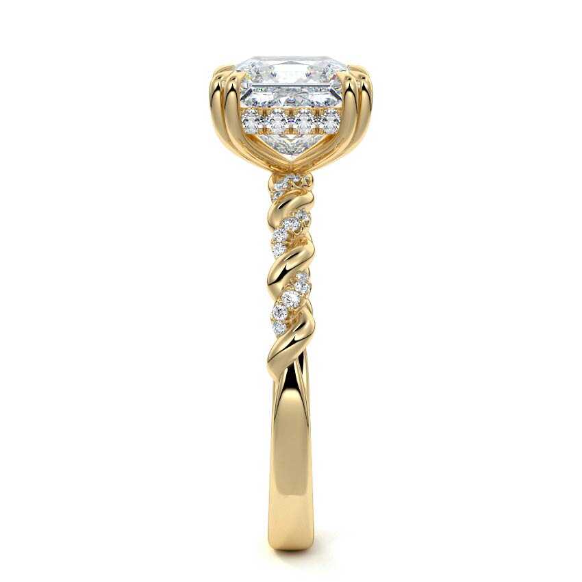 Heloise - Princess Yellow Gold Engagement Ring Side View | Nura Lab