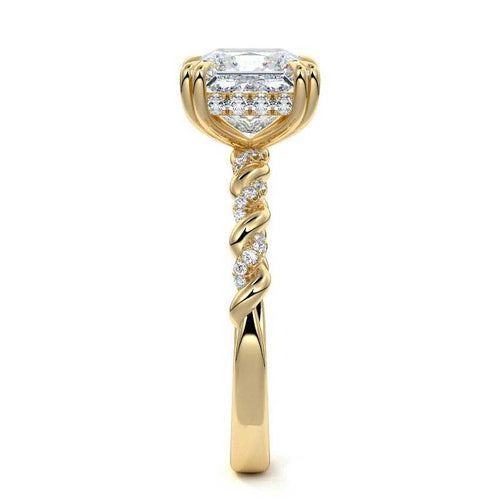 Heloise - Princess Yellow Gold Engagement Ring Side View | Nura Lab