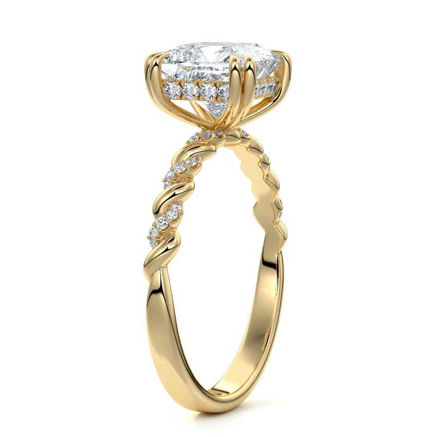 Heloise - Princess Yellow Gold Engagement Ring Profile View | Nura Lab