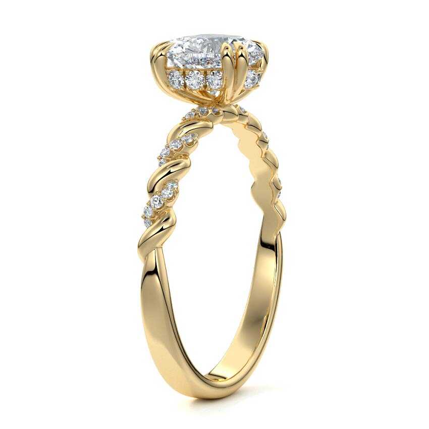 Heloise - Heart Yellow Gold Engagement Ring Side View | Nura Lab