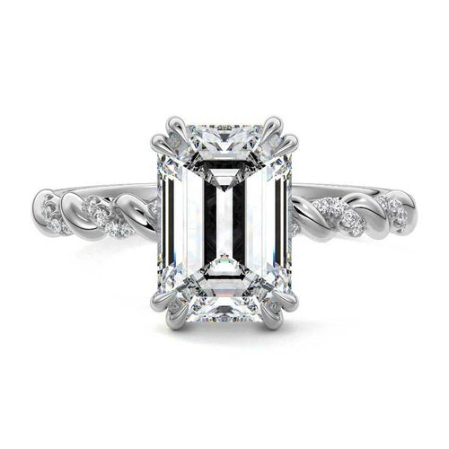 Heloise - Emerald Cut White Gold Lab Grown Diamond Engagement Ring | Nura Lab