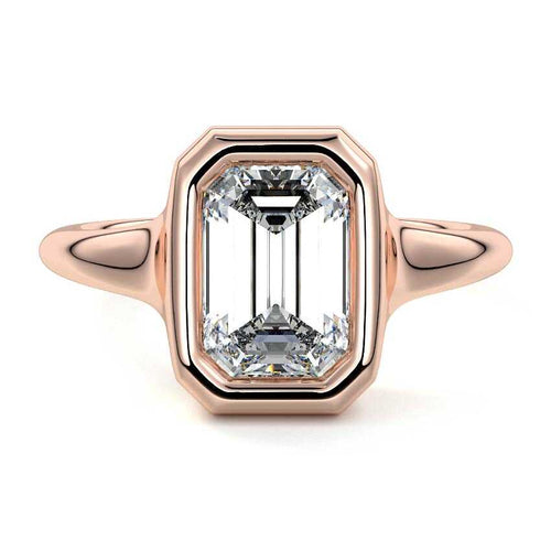 Gianna - Emerald Cut Rose Gold Lab Grown Diamond Engagement Ring | Nura Lab