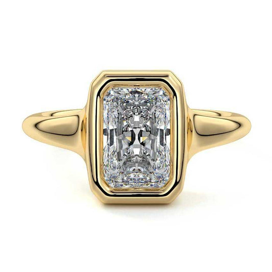 Gianna radiant bezel solitaire lab grown diamond engagement ring in yellow gold