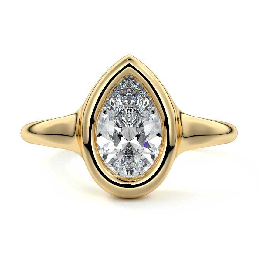 Gianna pear bezel solitaire lab grown diamond engagement ring in yellow gold