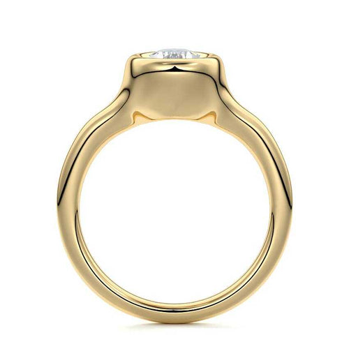 Gianna - Pear Yellow Gold Engagement Ring Profile View | Nura Lab