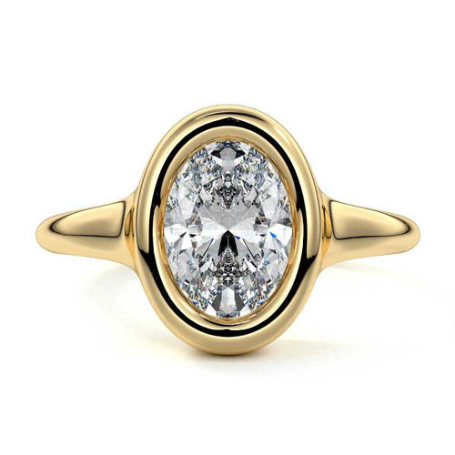 Gianna - Oval Yellow Gold Lab Grown Diamond Engagement Ring | Nura Lab