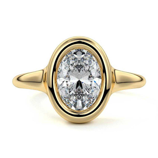 Gianna - Oval Bezel Solitaire Lab Grown Diamond Engagement Ring