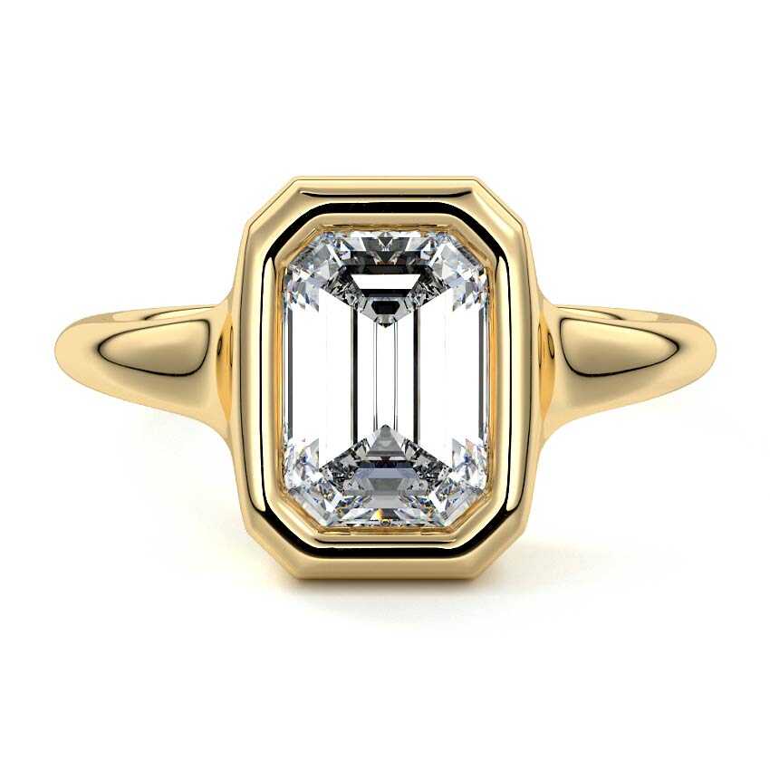 Gianna - Emerald Cut Yellow Gold Lab Grown Diamond Engagement Ring | Nura Lab