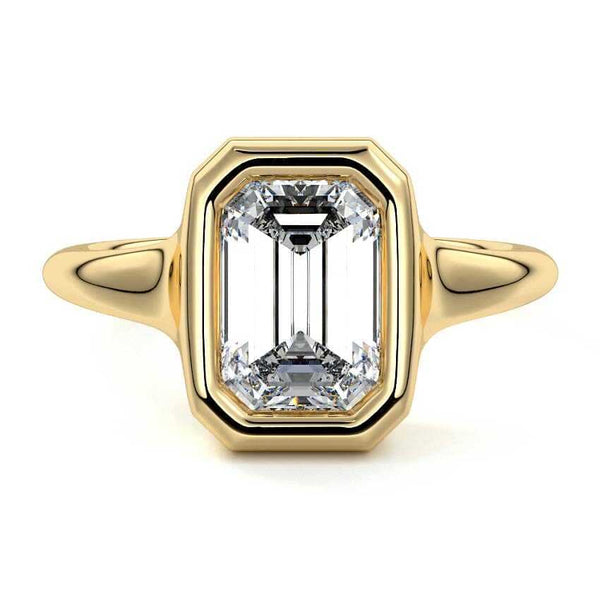 Gianna - Emerald Cut Bezel Solitaire Lab Grown Diamond Engagement Ring