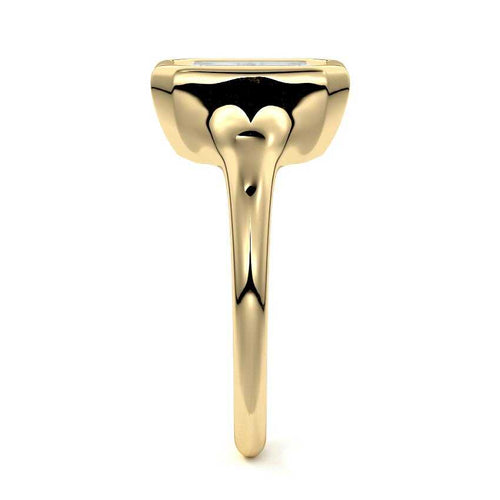 Gianna - Emerald Cut Yellow Gold Engagement Ring Side View | Nura Lab