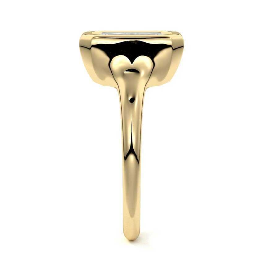 Gianna emerald cut bezel solitaire lab grown diamond engagement ring in yellow gold