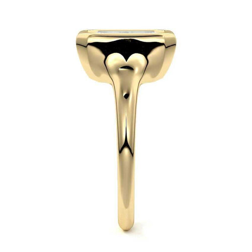 Gianna emerald cut bezel solitaire lab grown diamond engagement ring in yellow gold