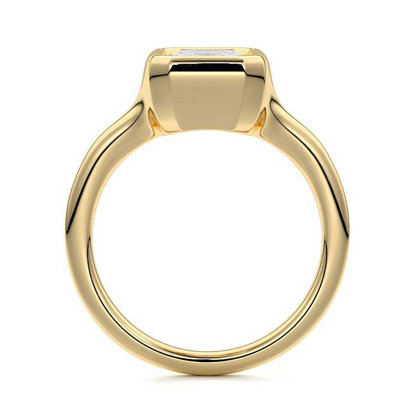 Gianna - Emerald Cut Yellow Gold Engagement Ring Profile View | Nura Lab