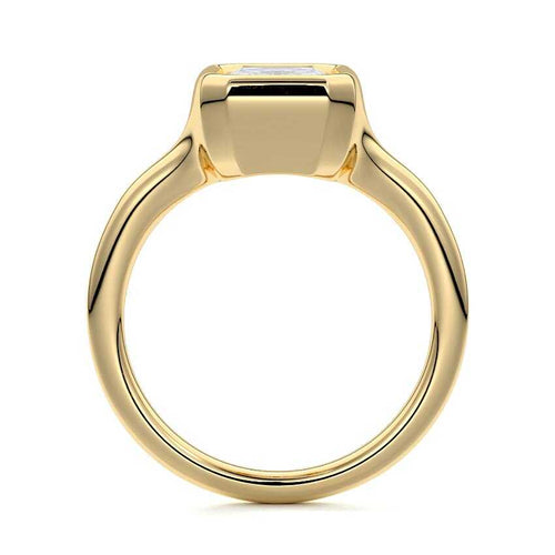 Gianna - Emerald Cut Yellow Gold Engagement Ring Profile View | Nura Lab
