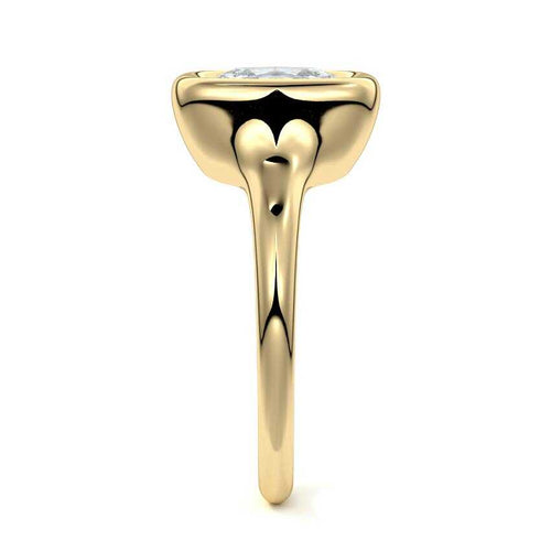 Gianna - Cushion Yellow Gold Engagement Ring Side View | Nura Lab