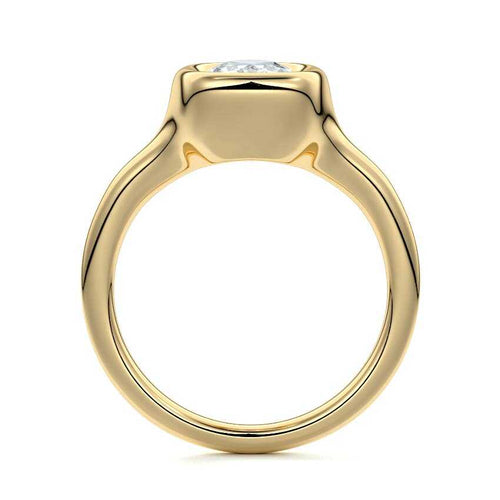 Gianna - Cushion Yellow Gold Engagement Ring Profile View | Nura Lab