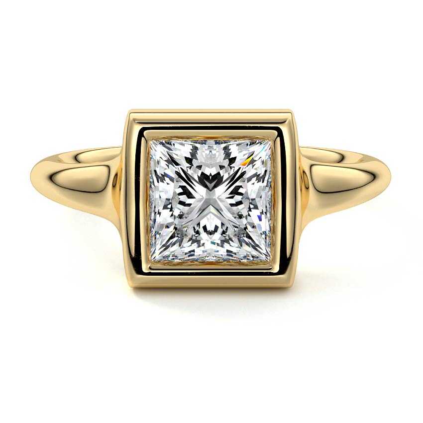 Gianna - Princess Yellow Gold Lab Grown Diamond Engagement Ring | Nura Lab