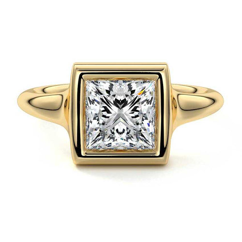 Gianna - Princess Yellow Gold Lab Grown Diamond Engagement Ring | Nura Lab