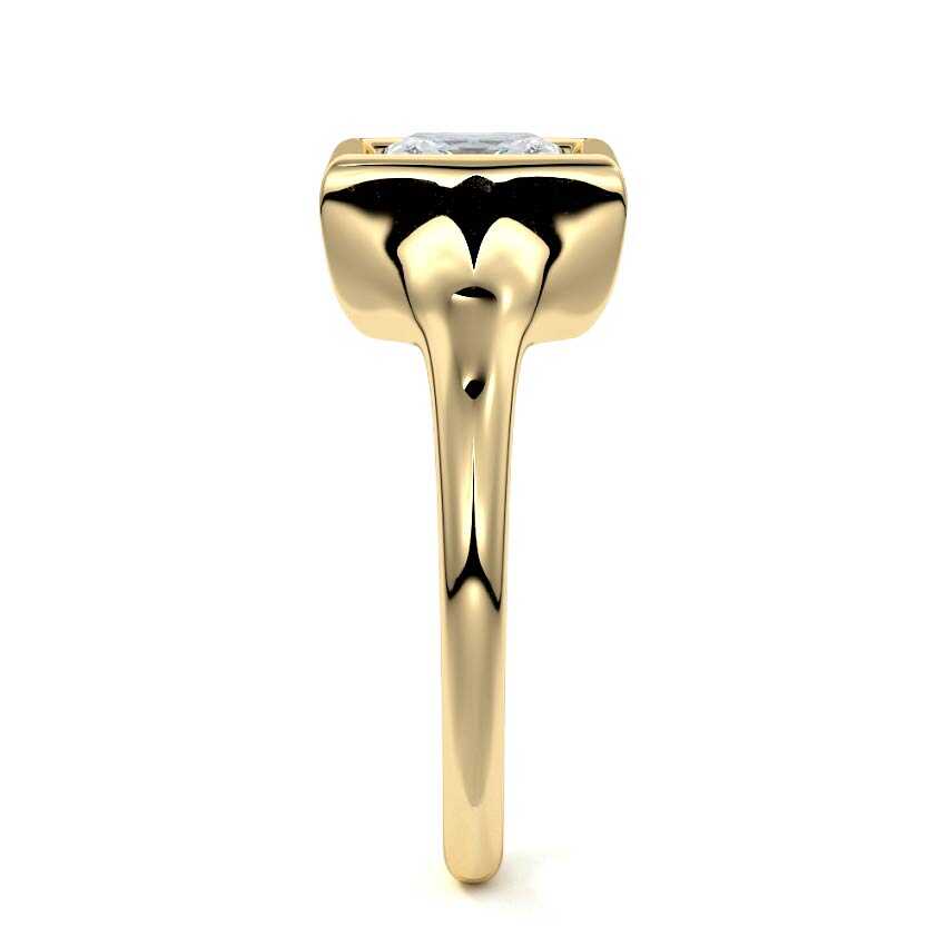 Gianna princess bezel solitaire lab grown diamond engagement ring in yellow gold
