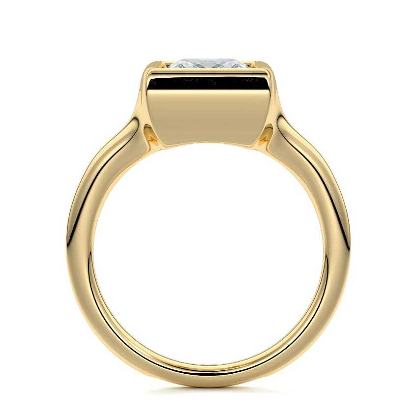 Gianna - Princess Yellow Gold Engagement Ring Profile View | Nura Lab