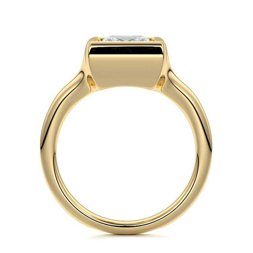 Gianna - Princess Yellow Gold Engagement Ring Profile View | Nura Lab