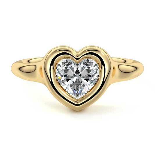 Gianna heart bezel solitaire lab grown diamond engagement ring in yellow gold