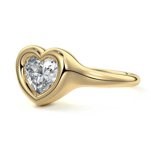 Gianna - Heart Yellow Gold Engagement Ring Detail View | Nura Lab