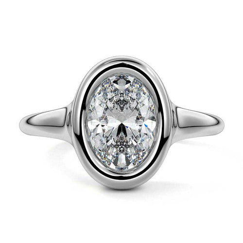 Gianna - Oval White Gold Lab Grown Diamond Engagement Ring | Nura Lab