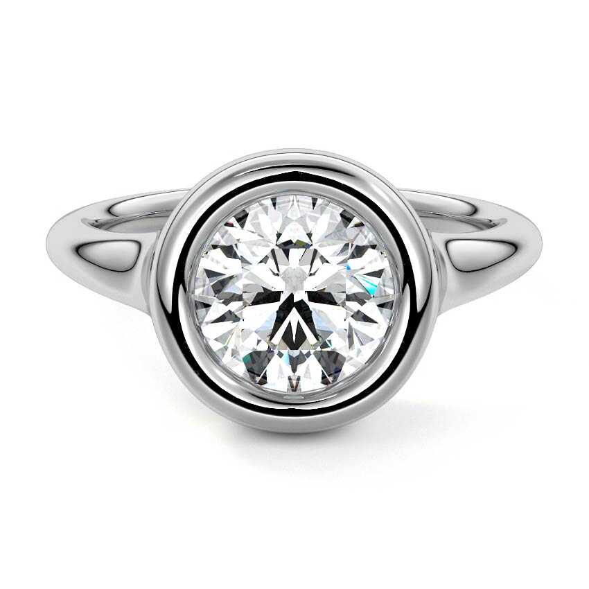 Gianna round bezel solitaire lab grown diamond engagement ring in platinum