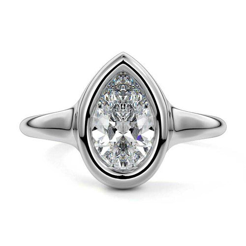 Gianna pear bezel solitaire lab grown diamond engagement ring in platinum