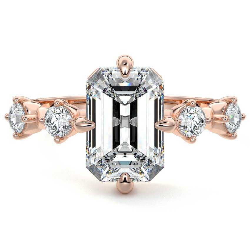 Ilana - Emerald Cut Rose Gold Lab Grown Diamond Engagement Ring | Nura Lab