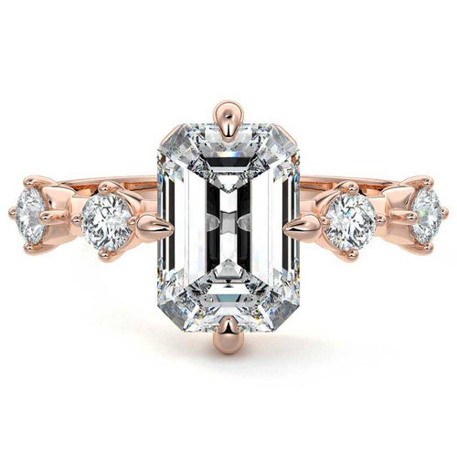 Ilana - Emerald Cut Rose Gold Lab Grown Diamond Engagement Ring | Nura Lab