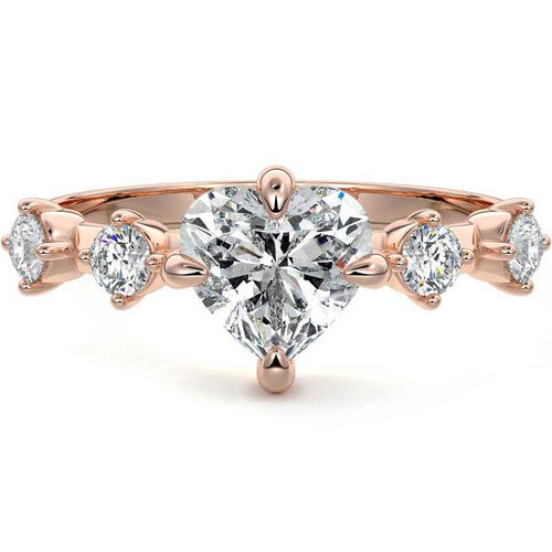 Ilana - Heart Rose Gold Lab Grown Diamond Engagement Ring | Nura Lab