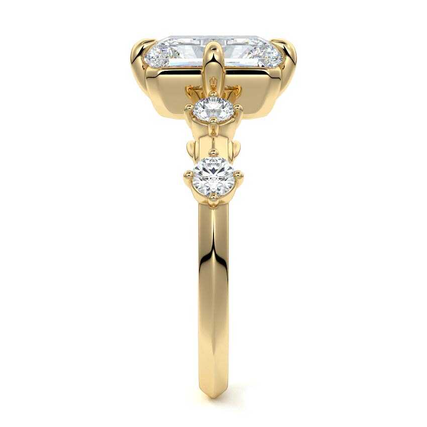 Ilana - Radiant Yellow Gold Engagement Ring Side View | Nura Lab