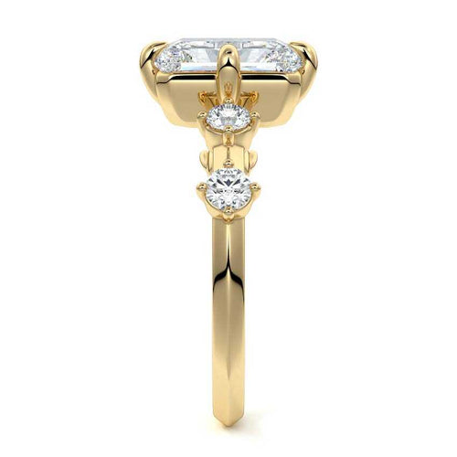 Ilana - Radiant Yellow Gold Engagement Ring Side View | Nura Lab