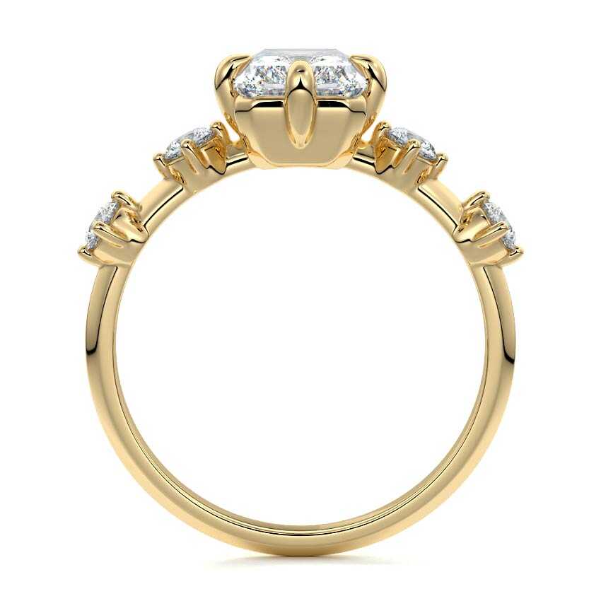 Ilana - Radiant Yellow Gold Engagement Ring Profile View | Nura Lab