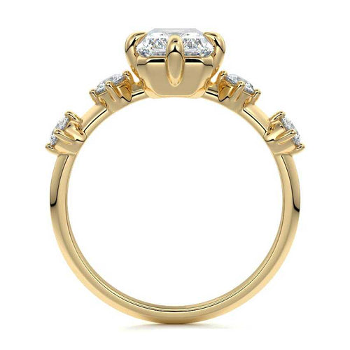 Ilana - Radiant Yellow Gold Engagement Ring Profile View | Nura Lab
