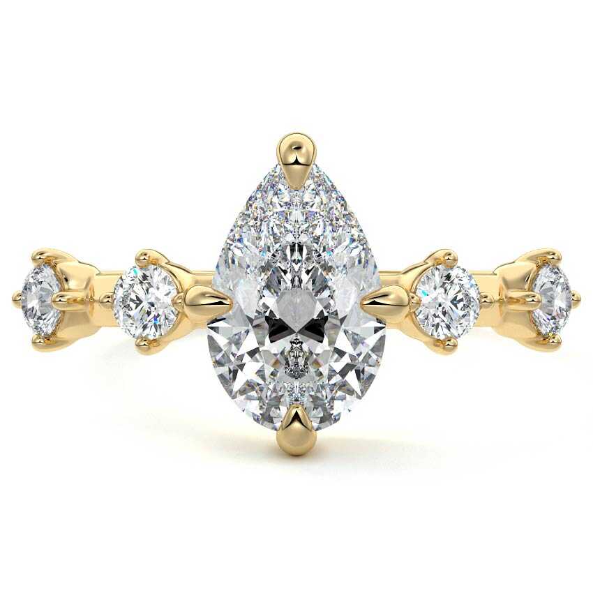 Ilana - Pear Yellow Gold Lab Grown Diamond Engagement Ring | Nura Lab